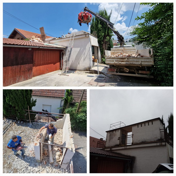 Rušenje 2 objekta na garaži