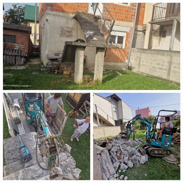 Strojno rušenje stepenica mini bagerom