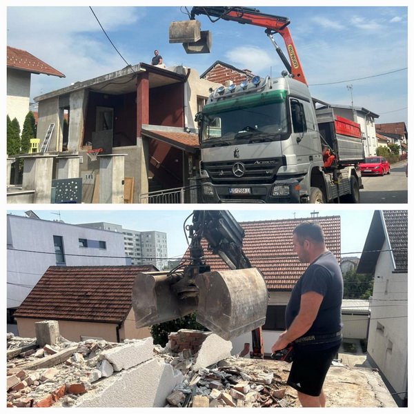 Rušenje prvog kata kuće