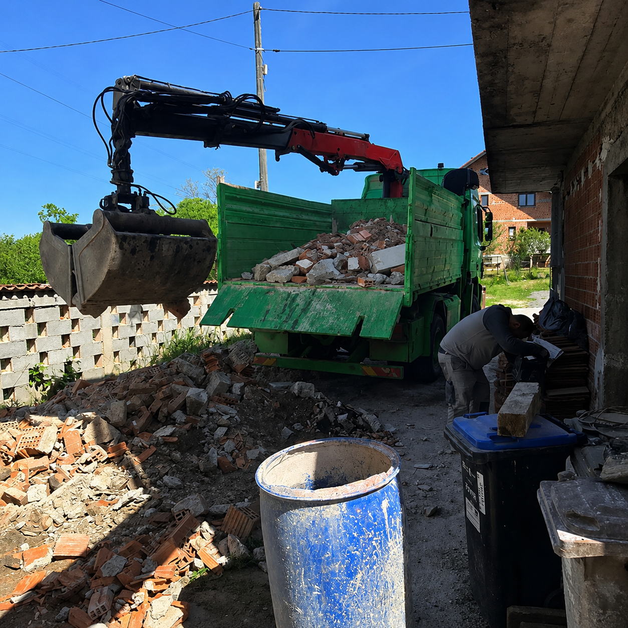 Utovar i odvoz građevinskog otpada grajferom