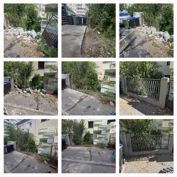 Rušenje parapetnog stupa sa bagerom